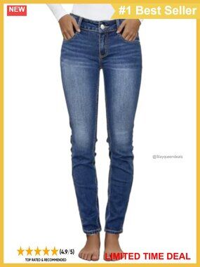 Mid Rise Skinny Jeans Butt Lifting Stretch Denim Slim Fit